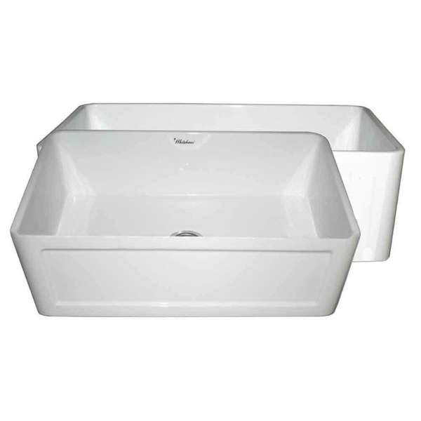 Whitehaus Rvrsbl 27" Sink W/ A Plain Front Apron On One Side, Wht WHPLCON2719-WHITE